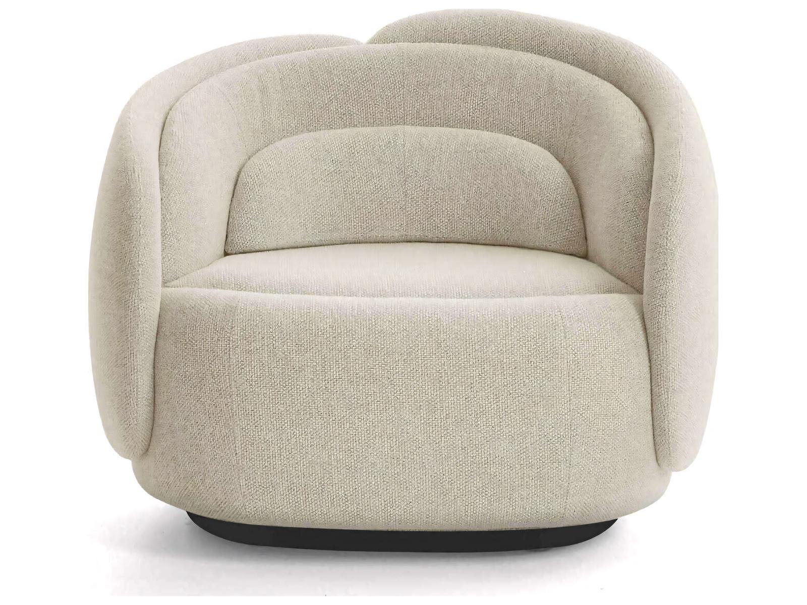 Peonia Accent Chair in Aries Beige Fabric with Black Plinth Base
