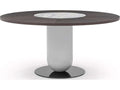 Ettore Round 63 Inch Dining Table with Burnt Oak Wood Top and Marble Lazy Susan