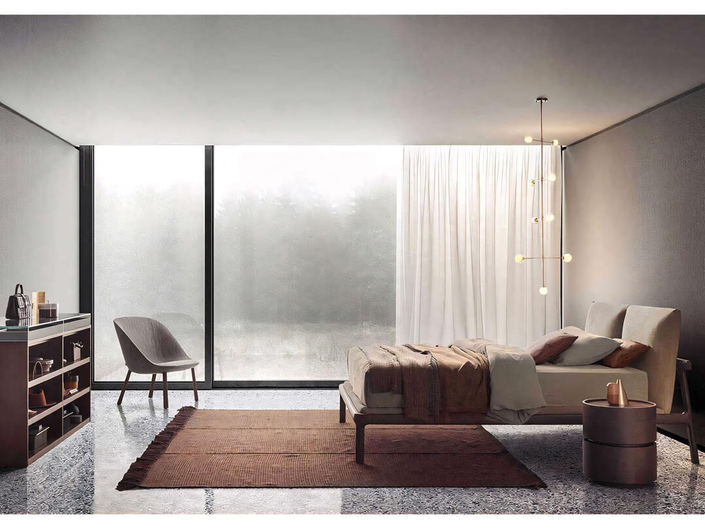 Fushimi Modern Platform Bed with Upholstered Headboard