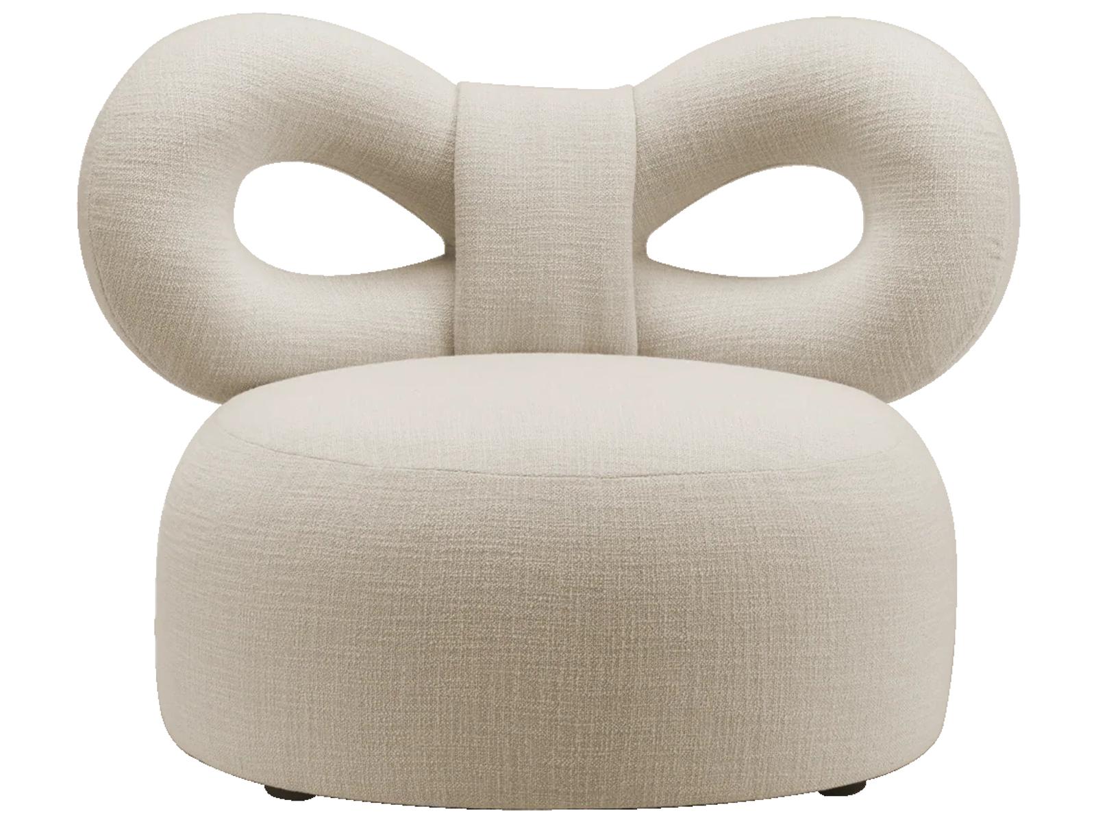 Ribbon Fabric Accent Armchair in Dune Beige