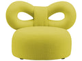 Ribbon Upholstered Accent Armchair in Green Fabric