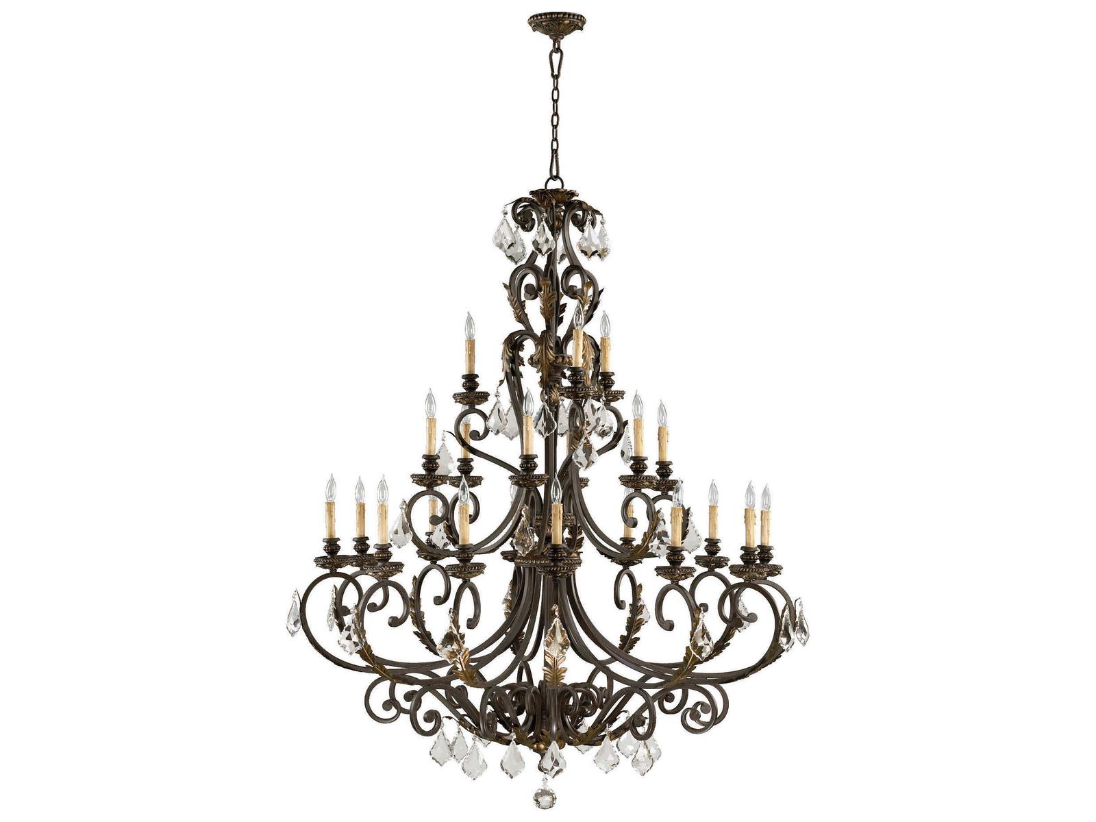 Quorum Rio Salado 21-Light Toasted Sienna with Mystic Silver Candelabra Chandelier