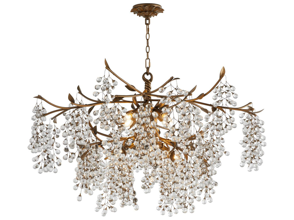 Quorum Glicina 8-Light Natural Brass Chandelier with Crystal Drops