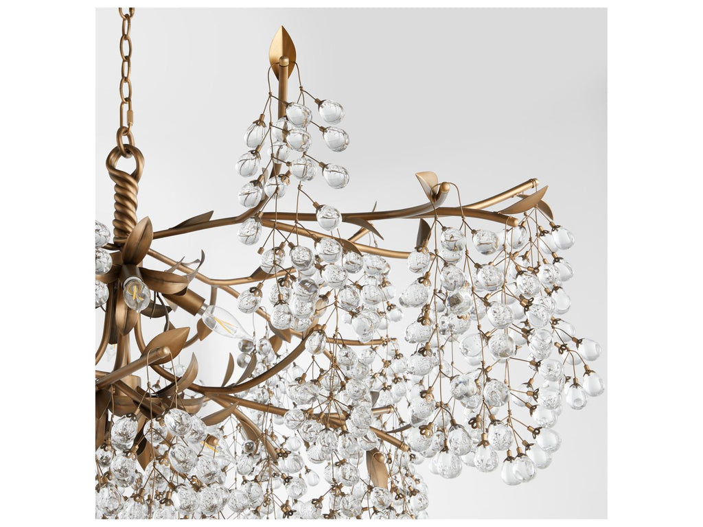 Quorum Glicina 8-Light Natural Brass Chandelier with Crystal Drops