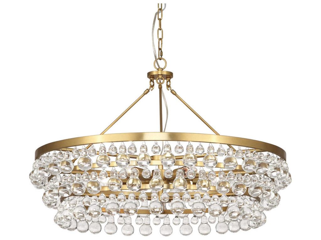 Robert Abbey Bling 6-Light Chandelier with Glass Drops in Antique Brass