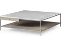 Paxton Square Coffee Table with Marble Top and Silver Oak