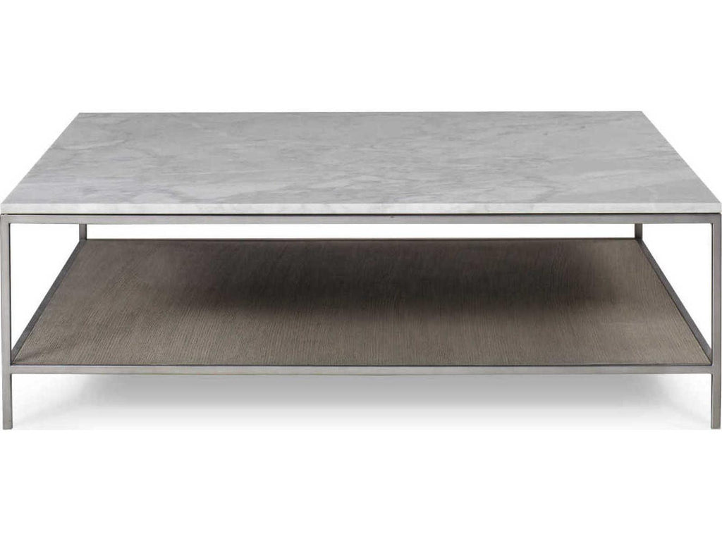 Paxton Square Coffee Table with Marble Top and Silver Oak