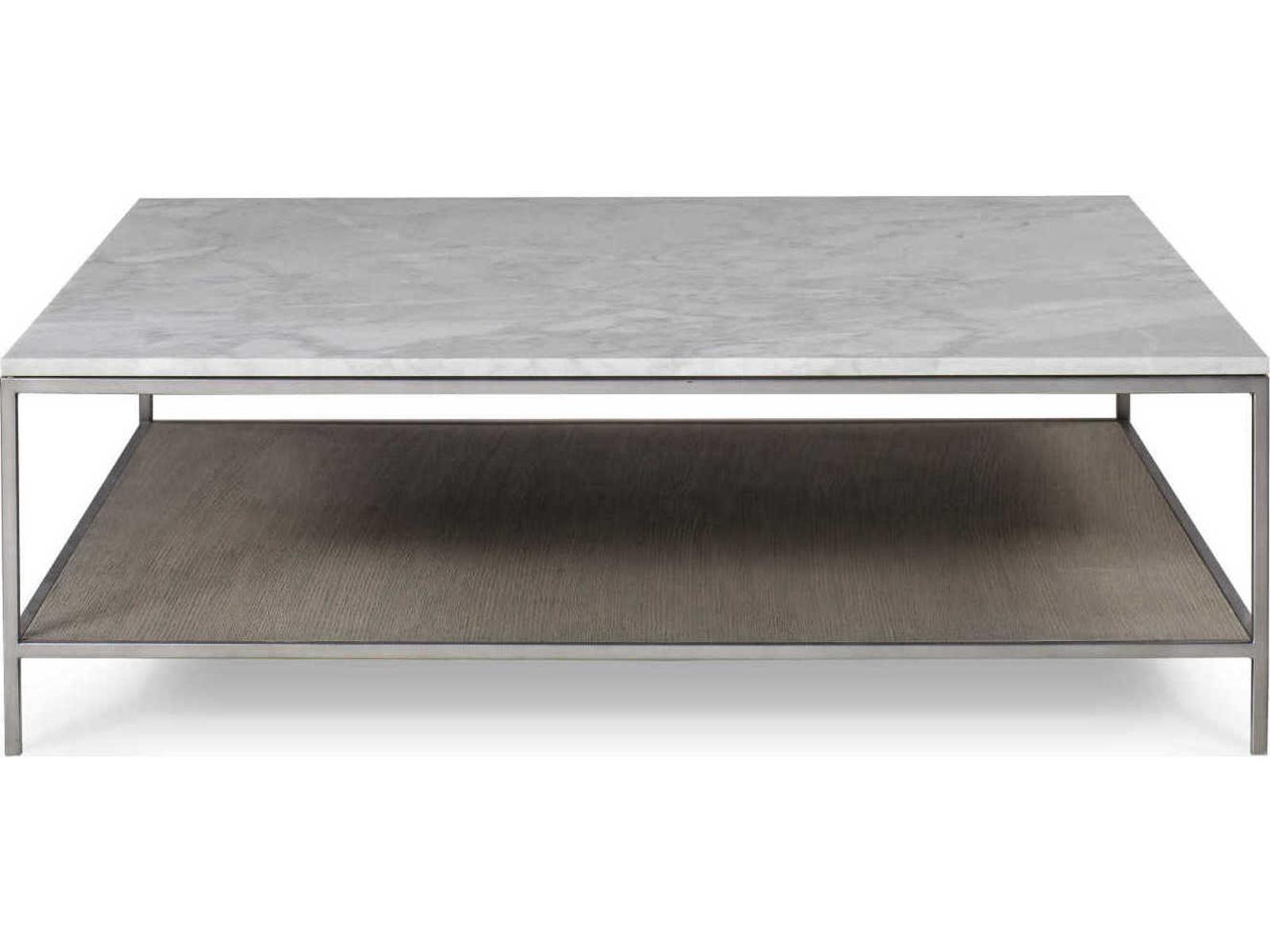 Paxton Square Coffee Table with Marble Top and Silver Oak