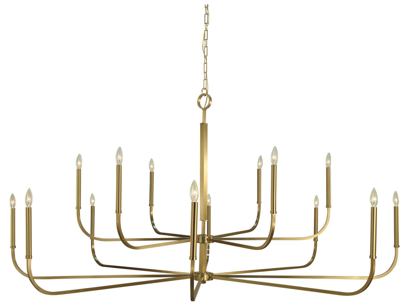 Framburg Manhattan 14-Light Candelabra Tiered Chandelier in Brushed Brass
