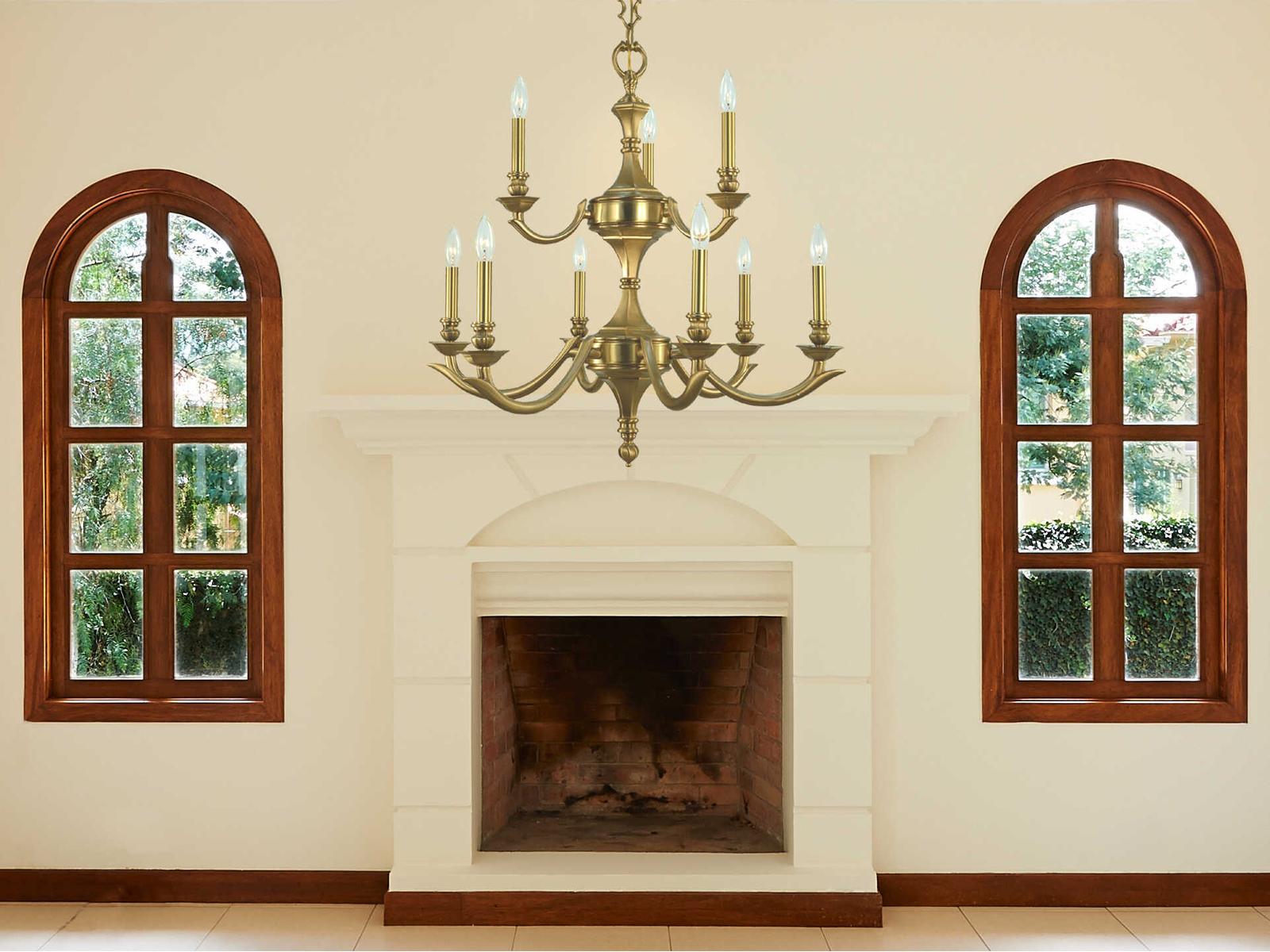 Framburg Scarsdale 9-Light Brushed Brass Traditional Candelabra Chandelier