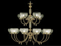 Framburg Chancery 15-Light Polished Brass Foyer Chandelier with Etched Glass Shades