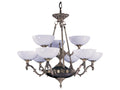 Framburg 9-Light Napoleonic Chandelier in French Brass with White Glass Shades