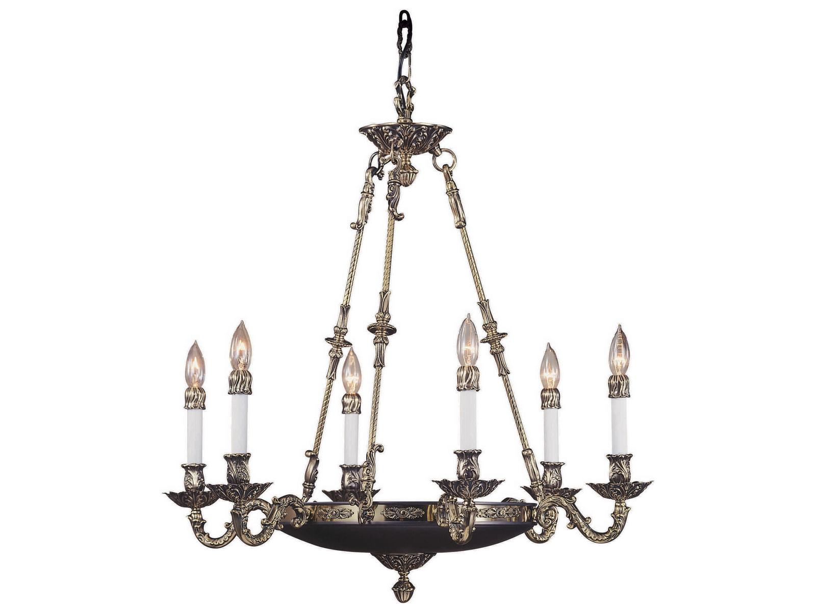 Framburg 6-Light Napoleonic Candelabra Chandelier in French Brass