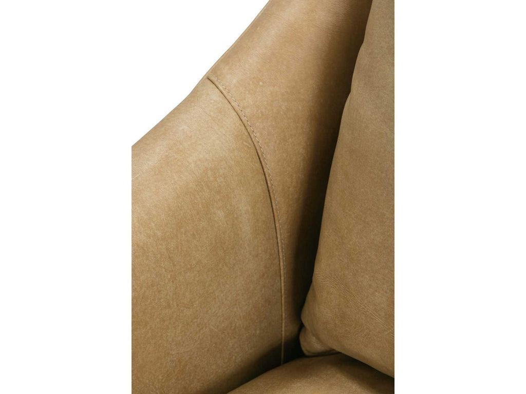 Kara Brown Leather Accent Chair with Track Arms
