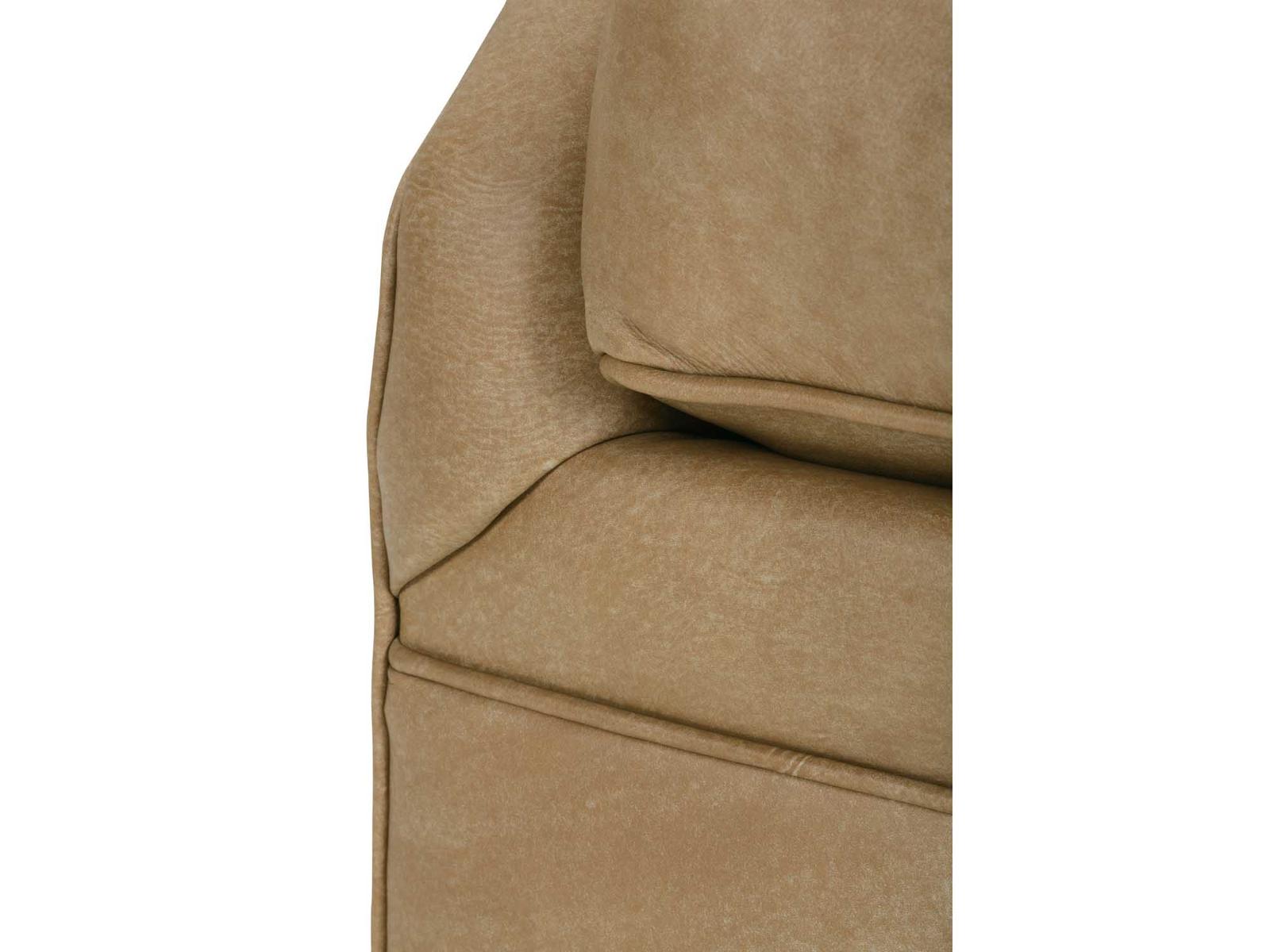 Kara Brown Leather Accent Chair with Track Arms