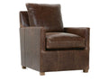 Lilah Brown Leather Accent Chair with Track Arms and Loose Back