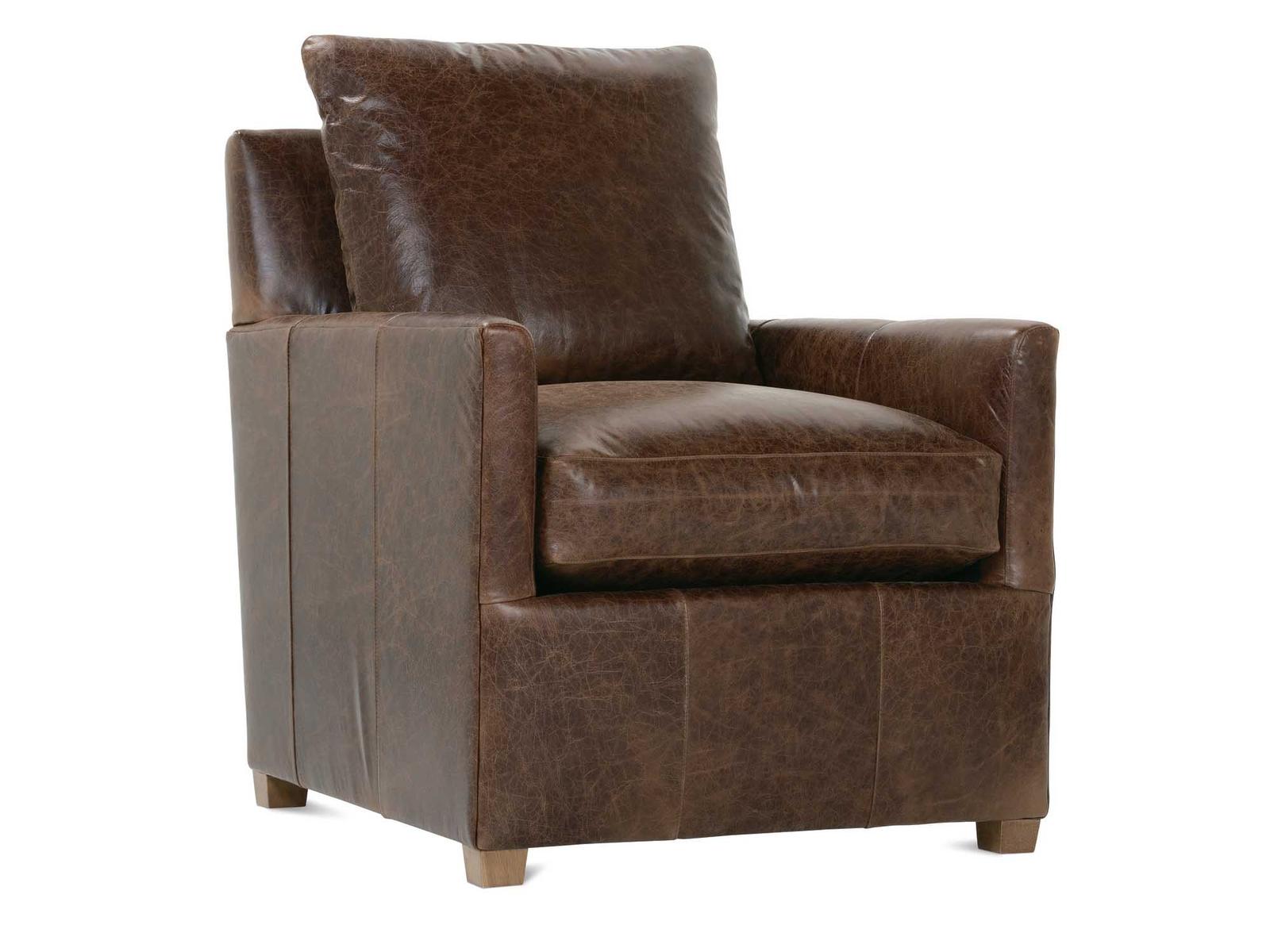 Lilah Brown Leather Accent Chair with Track Arms and Loose Back