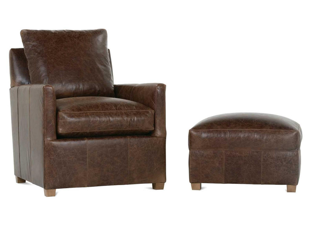 Lilah Brown Leather Accent Chair with Track Arms and Loose Back