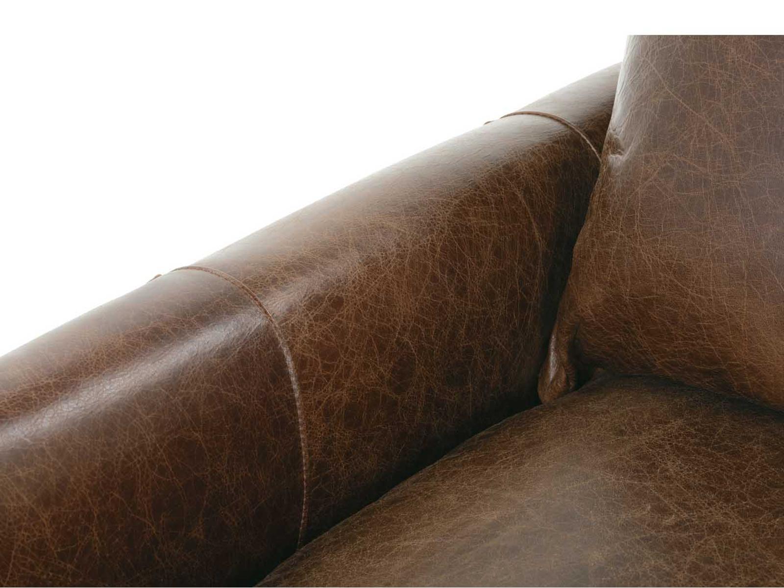 Lilah Brown Leather Accent Chair with Track Arms and Loose Back