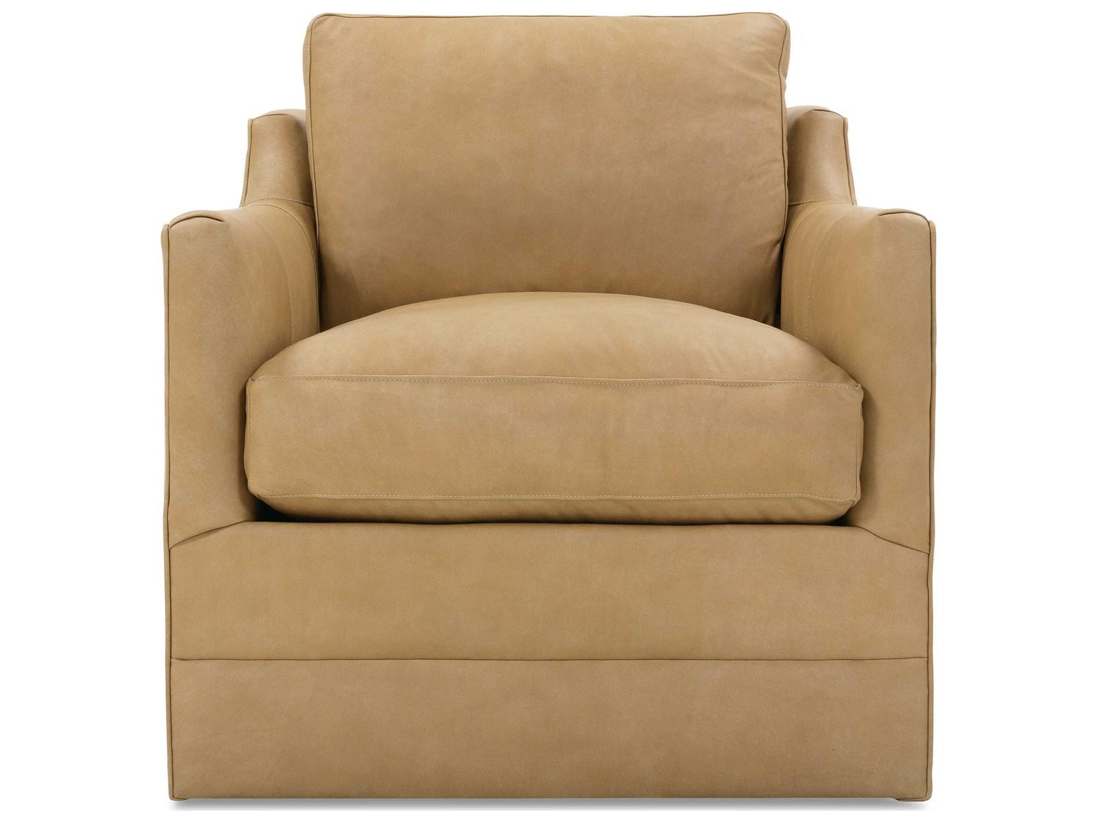 Madeline Swivel Leather Accent Chair in Brown
