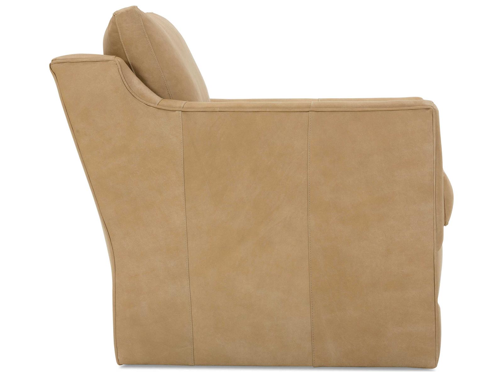 Madeline Swivel Leather Accent Chair in Brown