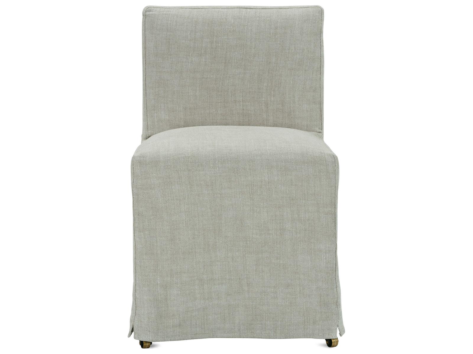 Odessa Beige Upholstered Side Dining Chair with Removable Slipcover and Casters