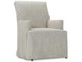Finch Beige Upholstered Arm Dining Chair with Slipcover and Casters