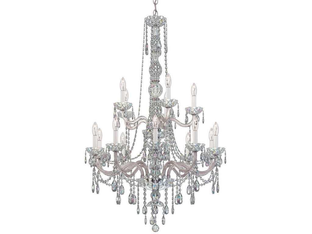 Schonbek Arlington 15-Light Tiered Chandelier in Polished Silver with Heritage Crystal