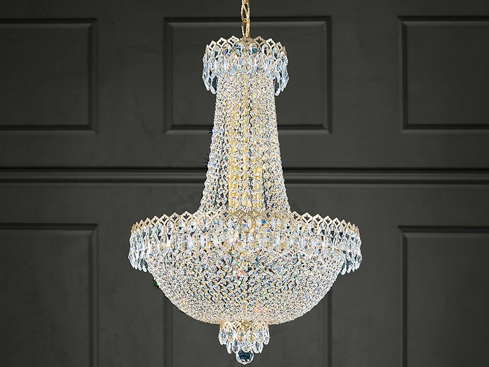 Schonbek 12-Light Camelot Crystal Empire Chandelier in Polished Gold