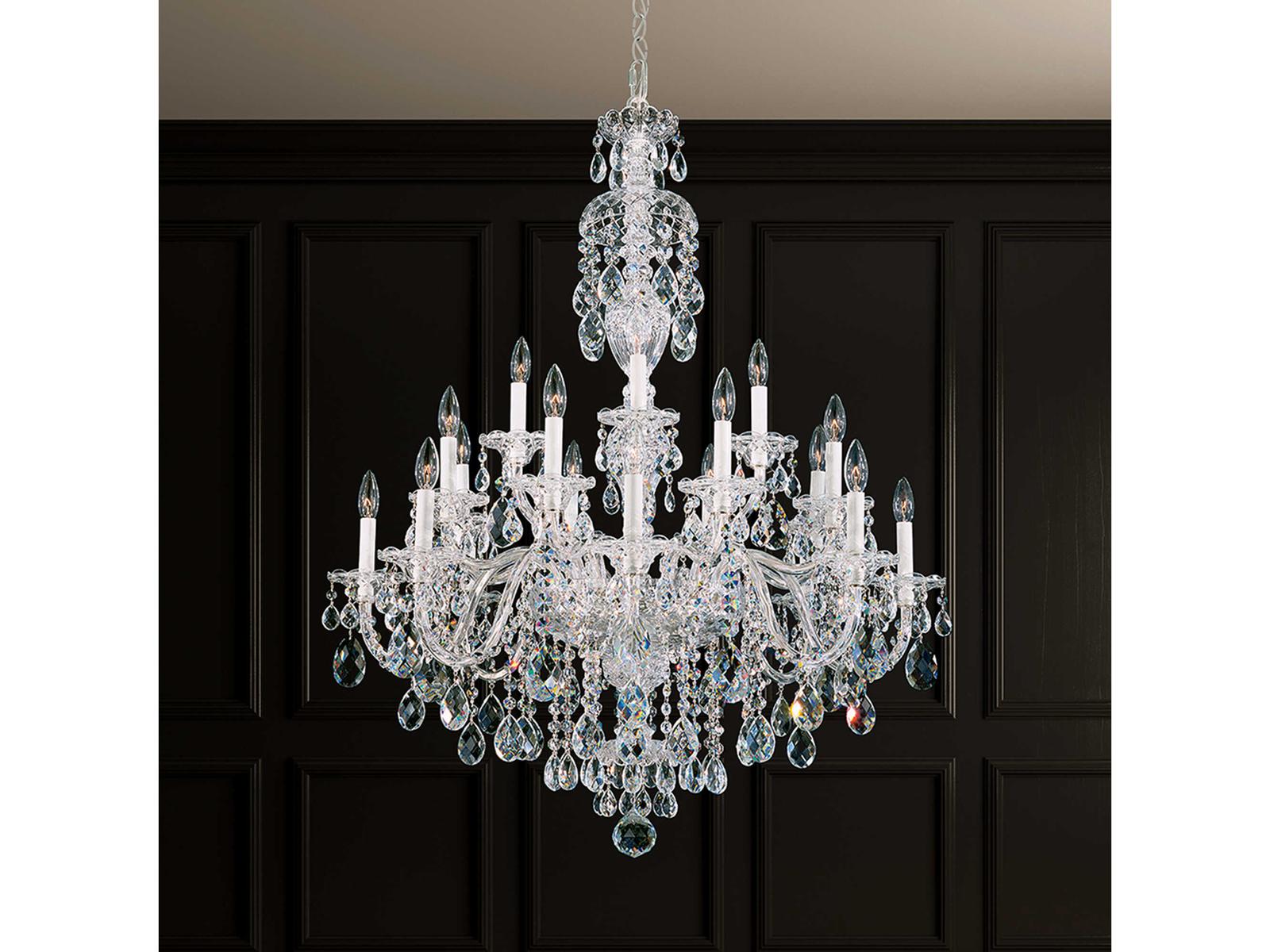 Schonbek Sterling 20-Light Crystal Candelabra Chandelier