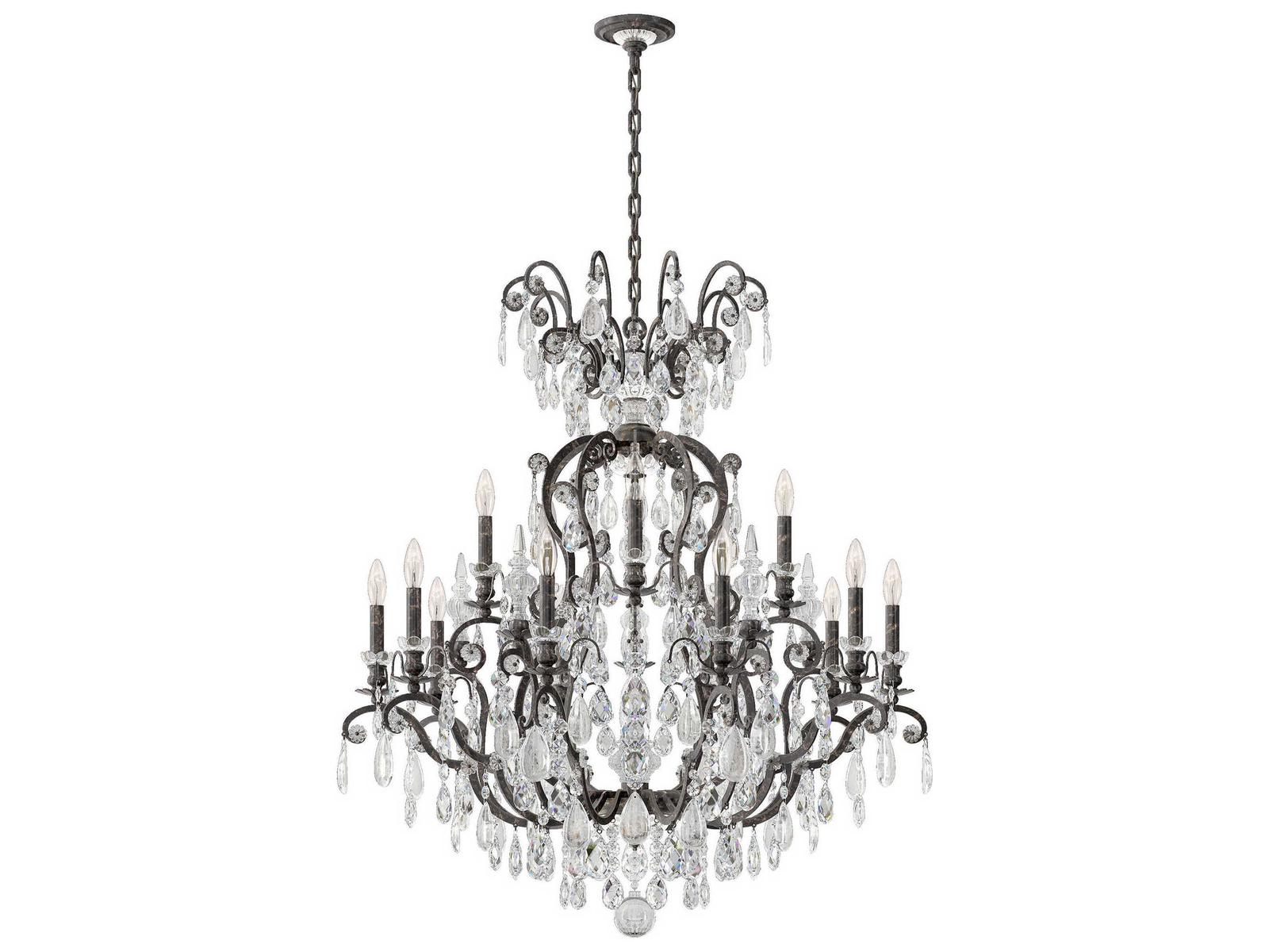 Schonbek 16-Light Renaissance Rock Crystal Candelabra Chandelier with Quartz Crystal