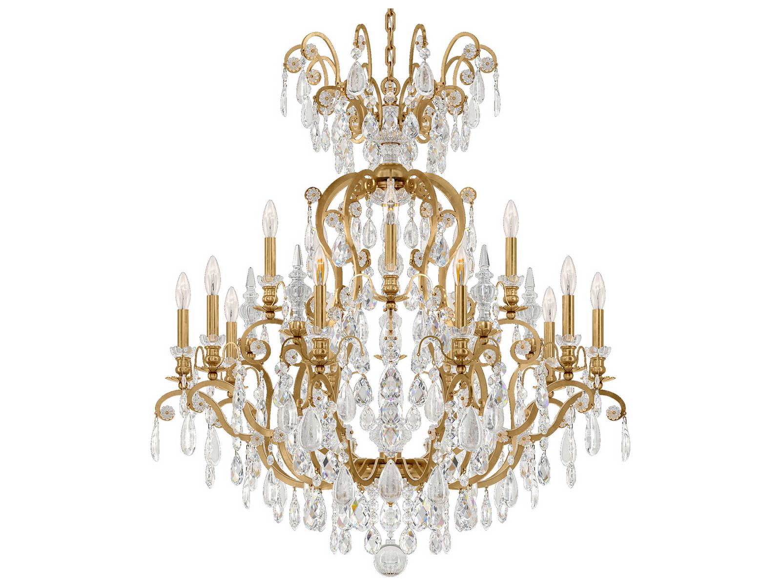 Schonbek 16-Light Renaissance Rock Crystal Candelabra Chandelier with Quartz Crystal