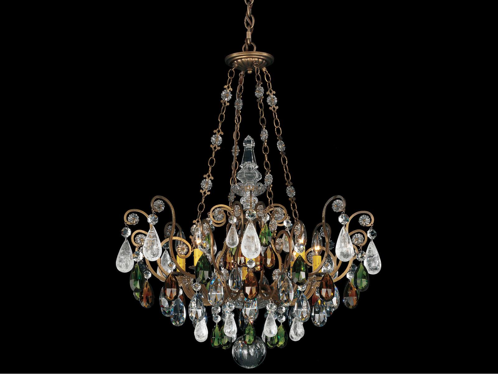 Schonbek 8-Light Renaissance Rock Crystal Candelabra Chandelier in Heirloom Bronze