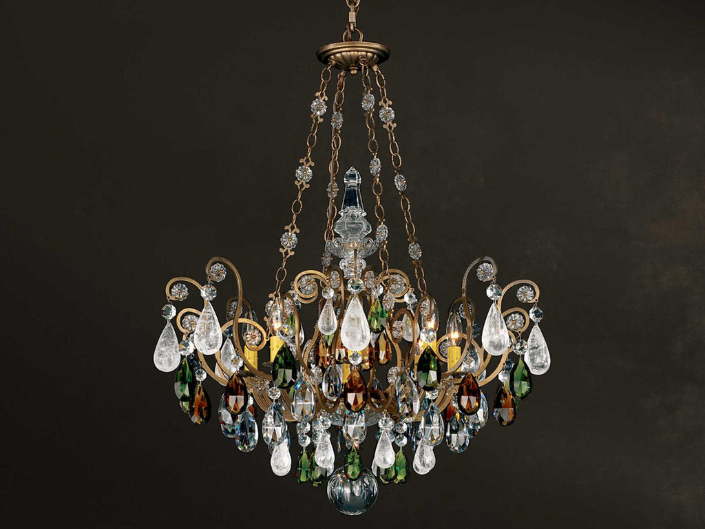Schonbek 8-Light Renaissance Rock Crystal Candelabra Chandelier in Heirloom Bronze