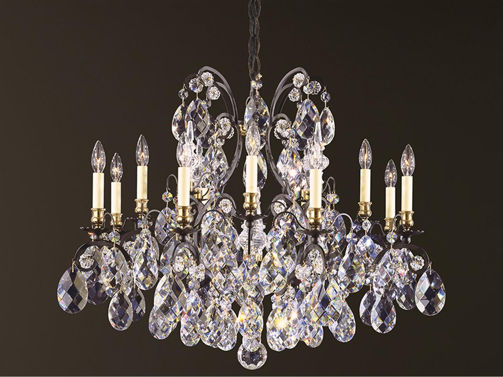 Schonbek Renaissance 13-Light Pewter Crystal Candelabra Chandelier