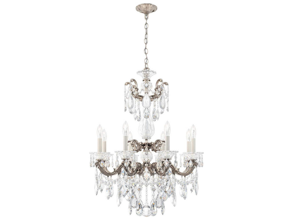 Schonbek La Scala 8-Light Silver Crystal Candelabra Chandelier