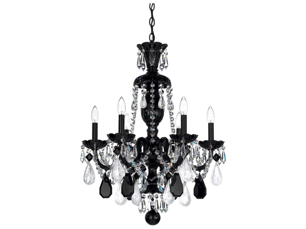 Schonbek Hamilton Rock Crystal 6-Light Chandelier in Jet Black