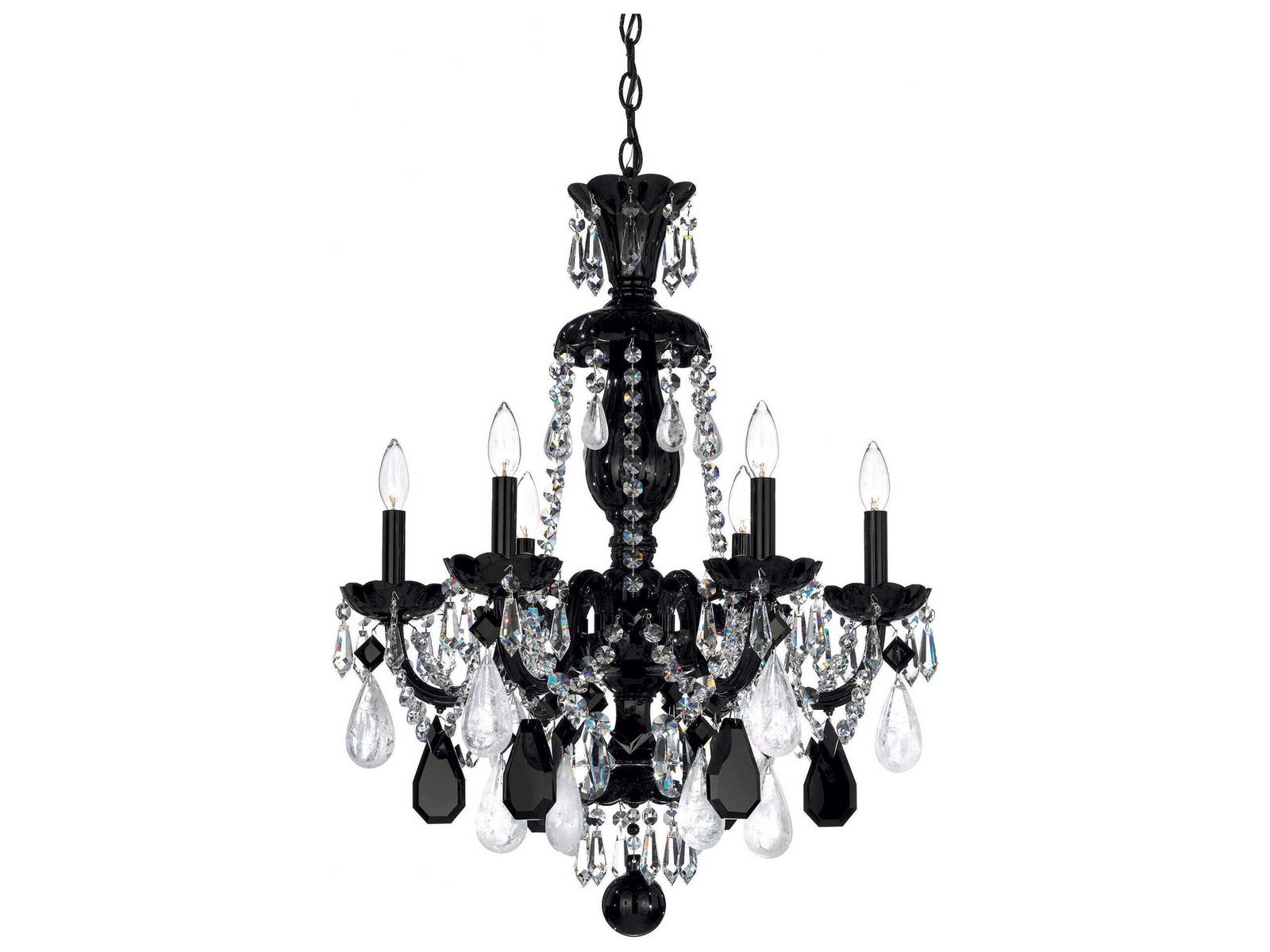 Schonbek Hamilton Rock Crystal 6-Light Chandelier in Jet Black