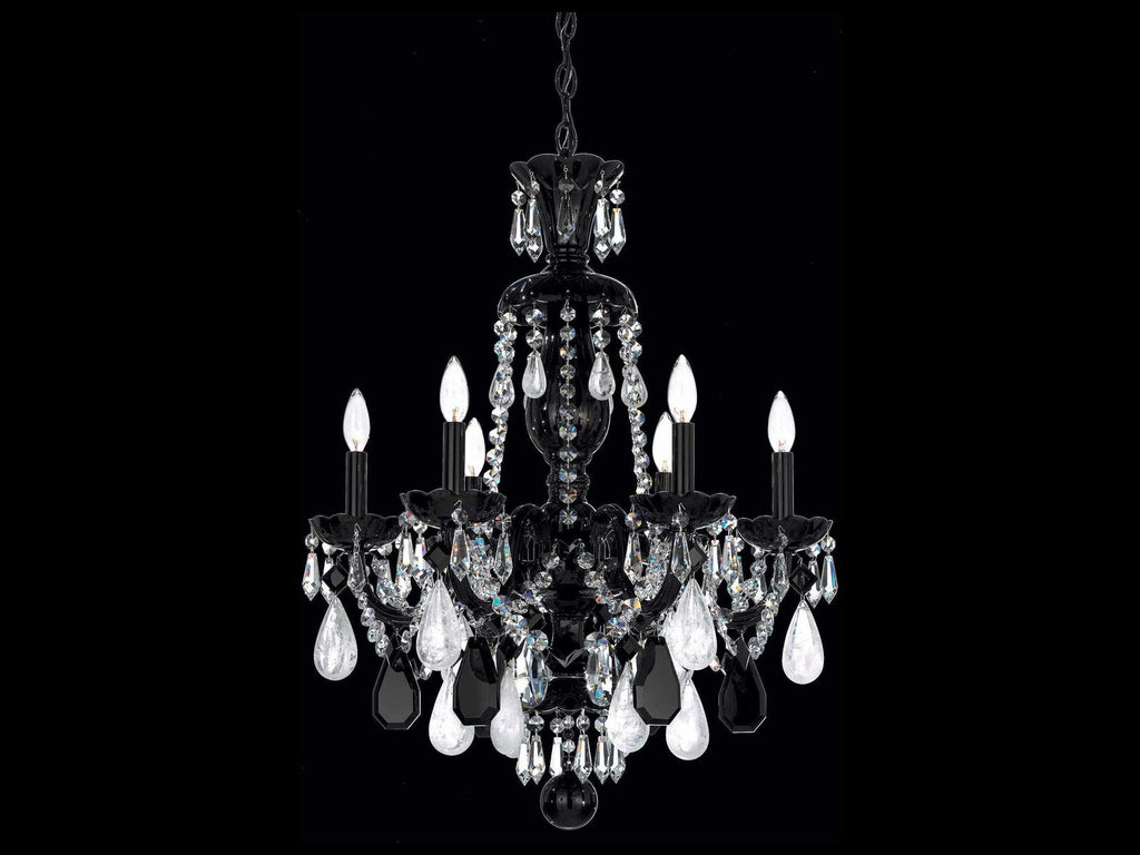 Schonbek Hamilton Rock Crystal 6-Light Chandelier in Jet Black