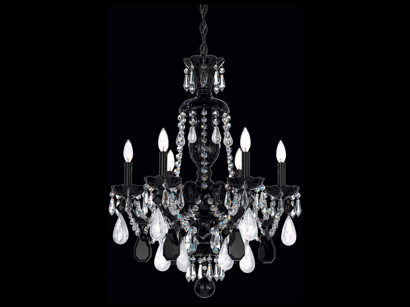 Schonbek Hamilton Rock Crystal 6-Light Chandelier in Jet Black
