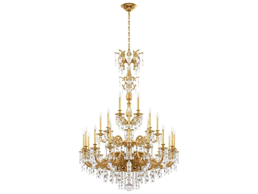 Schonbek 28-Light Milano Chandelier in Florentine Bronze with Heritage Crystal