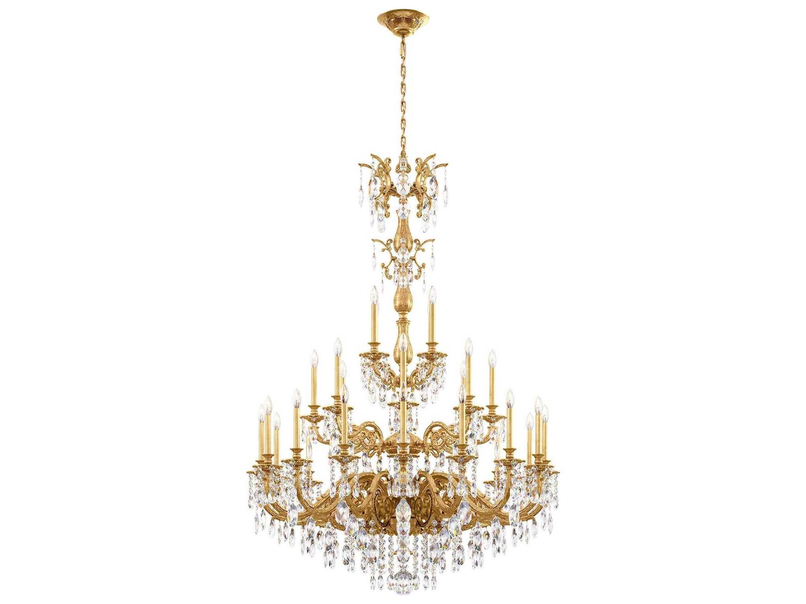 Schonbek 28-Light Milano Chandelier in Florentine Bronze with Heritage Crystal