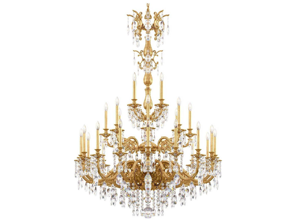 Schonbek 28-Light Milano Chandelier in Florentine Bronze with Heritage Crystal