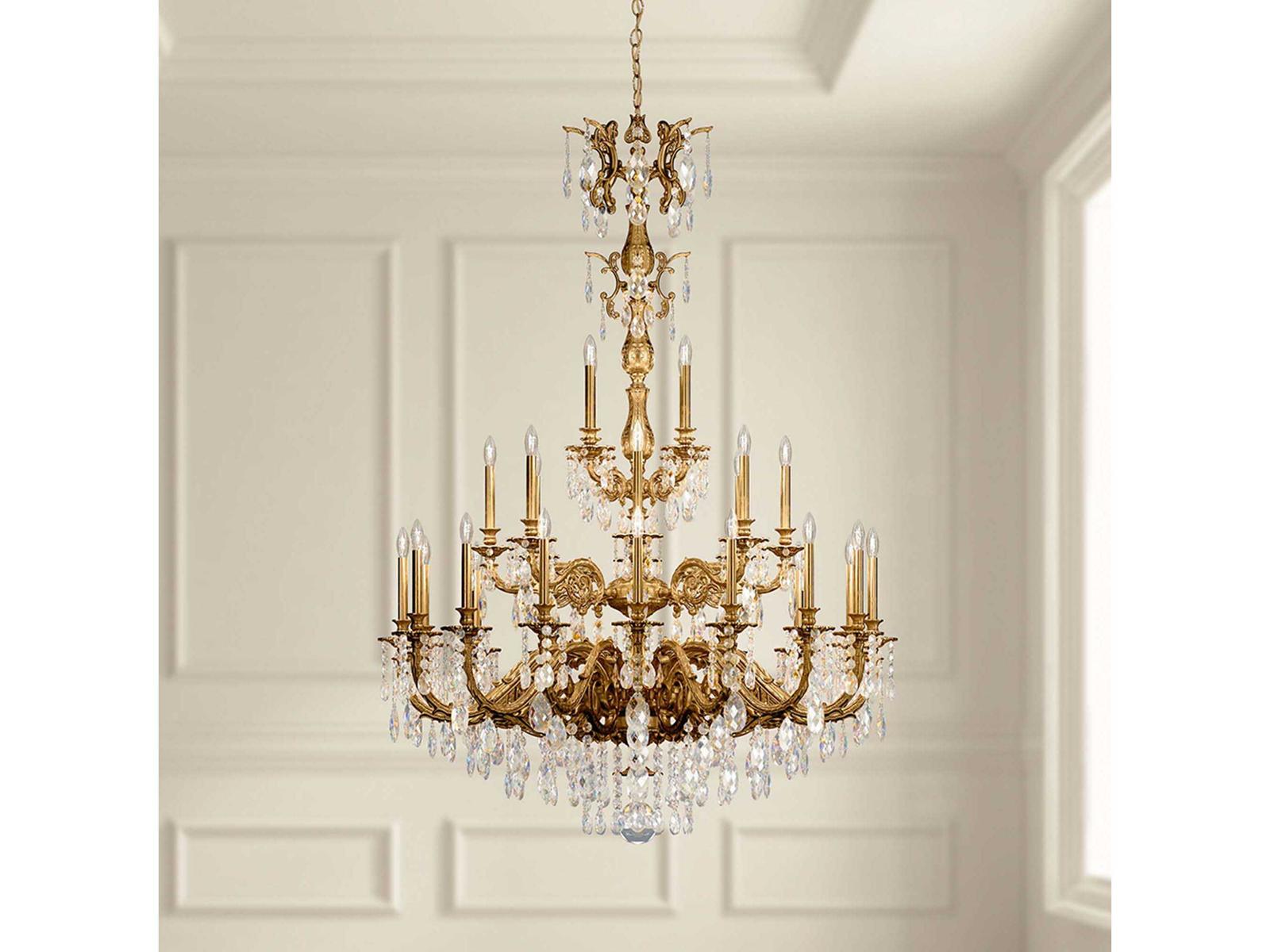 Schonbek 28-Light Milano Chandelier in Florentine Bronze with Heritage Crystal