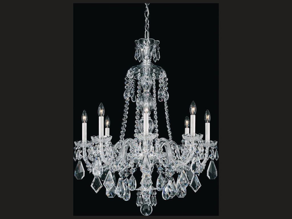 Schonbek Hamilton 8-Light Candelabra Chandelier in Polished Silver with Heritage Crystal