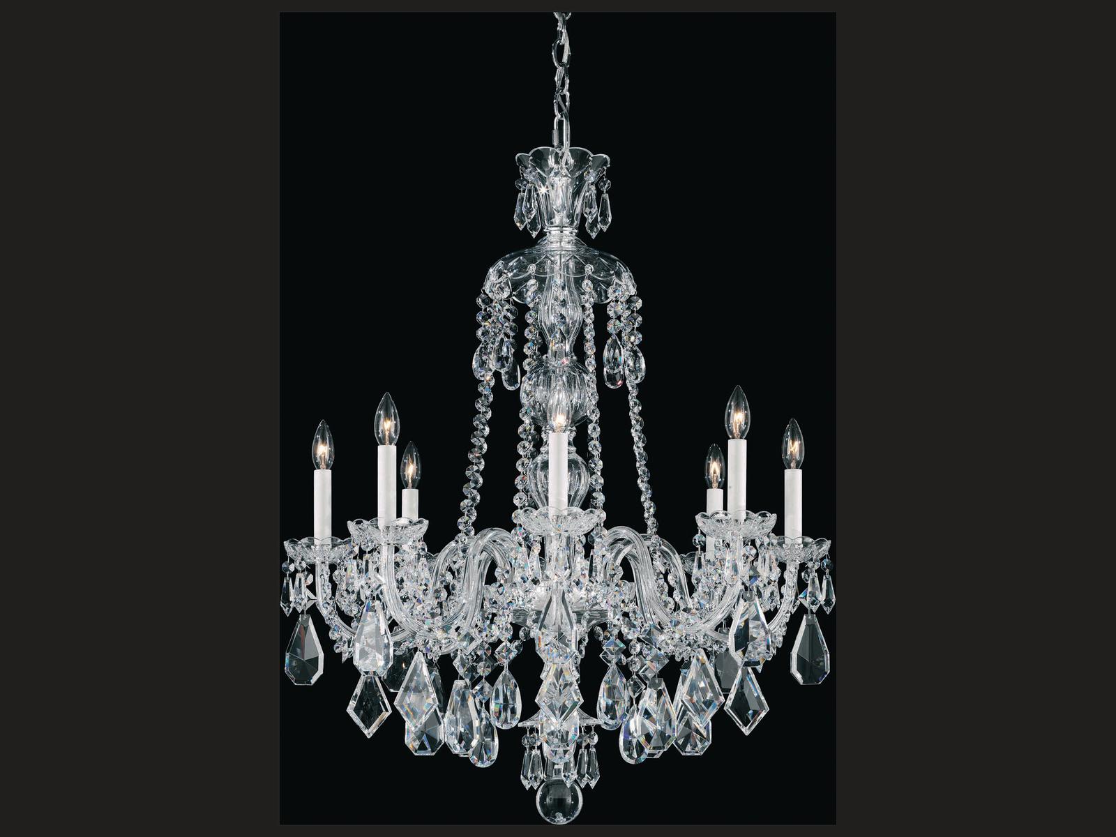 Schonbek Hamilton 8-Light Candelabra Chandelier in Polished Silver with Heritage Crystal
