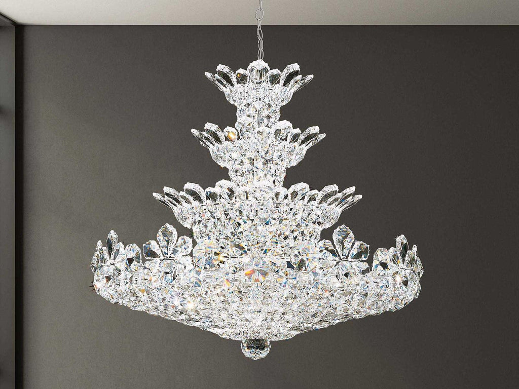 Schonbek 30-Light Trilliane Candelabra Chandelier in Polished Stainless Steel with Crystal Accents