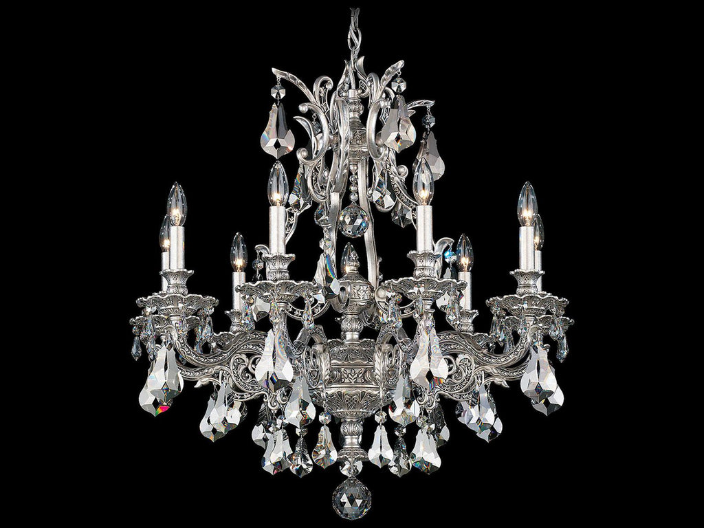 Schonbek 9-Light Sophia Silver Crystal Candelabra Chandelier