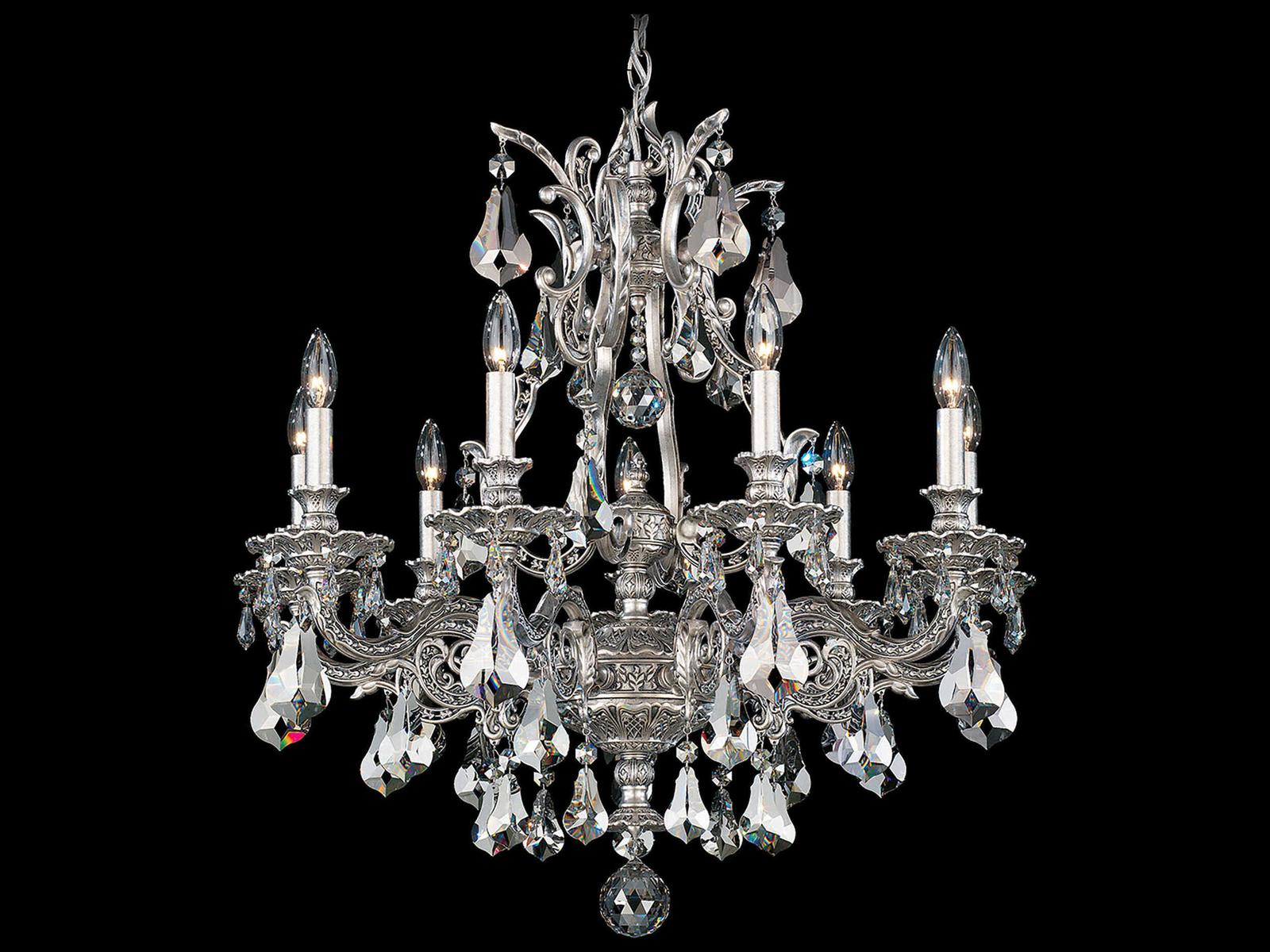 Schonbek 9-Light Sophia Silver Crystal Candelabra Chandelier