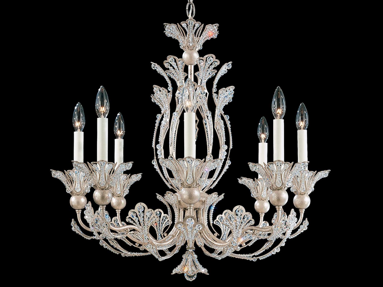 Schonbek 8-Light Rivendell Silver Crystal Candelabra Chandelier